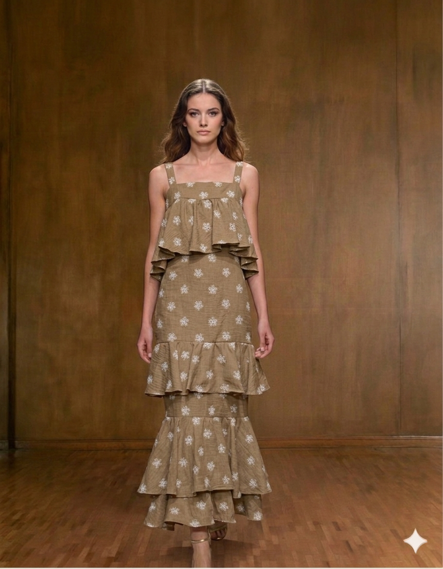 Vestido faralados estampado.