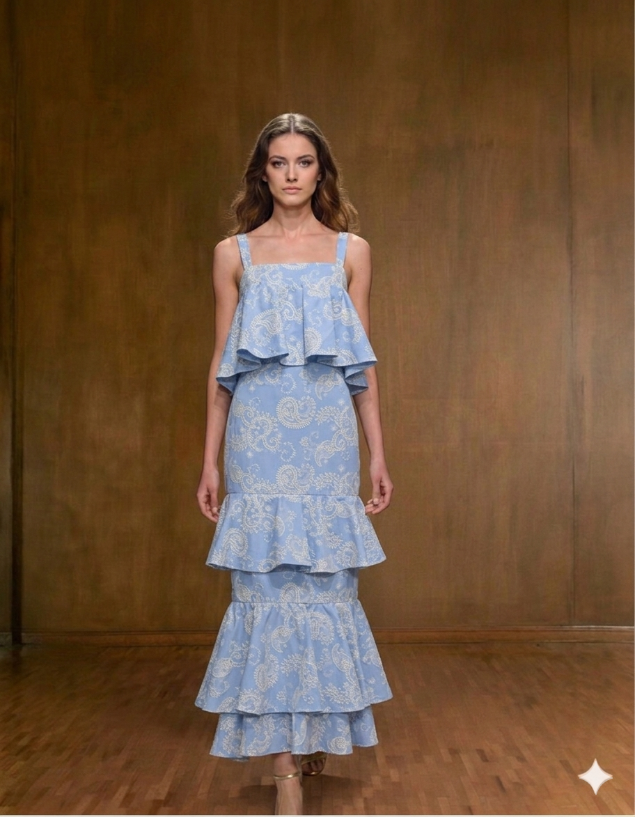Vestido faralados estampado.