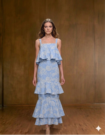 Vestido faralados estampado.