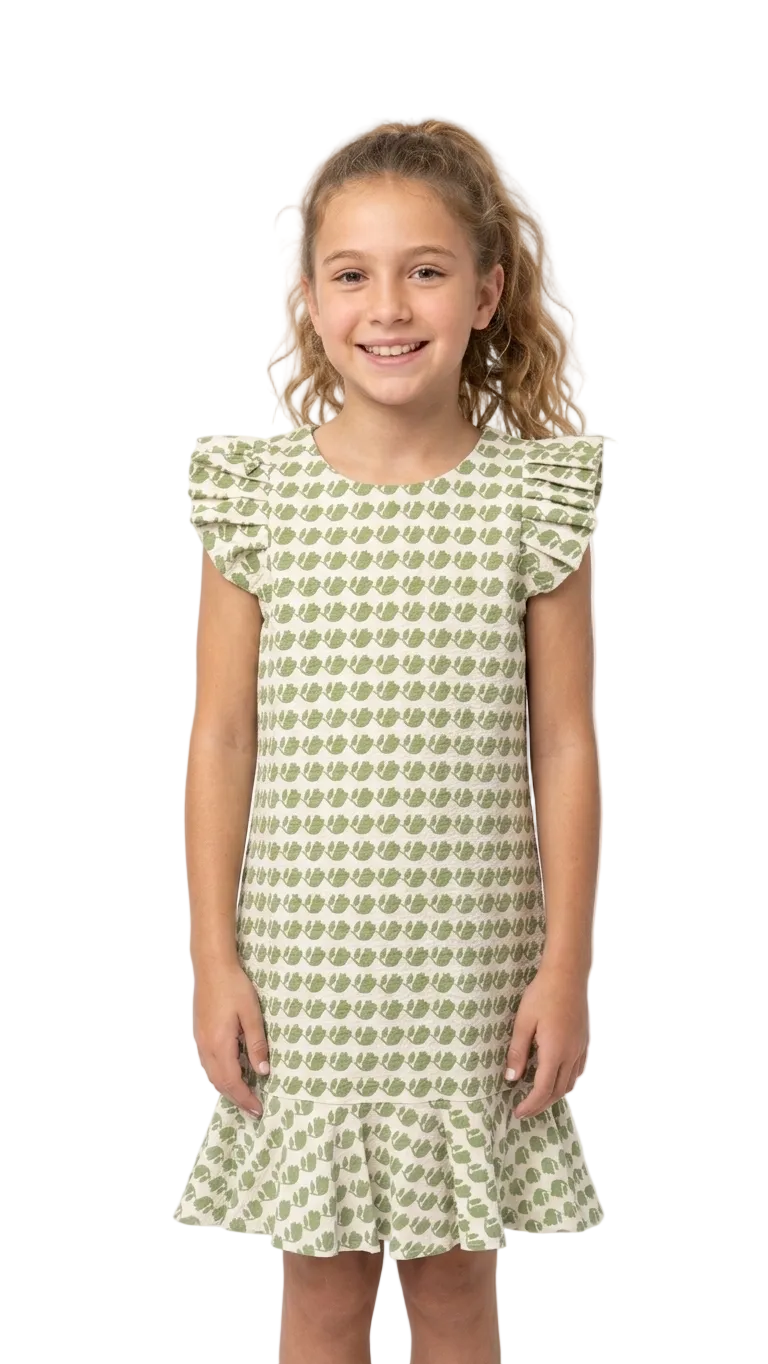 Vestido manguitas rufle